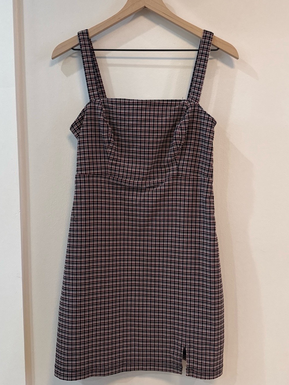 Hollister Black, Red, and White Plaid Square-Neck Mini Dress